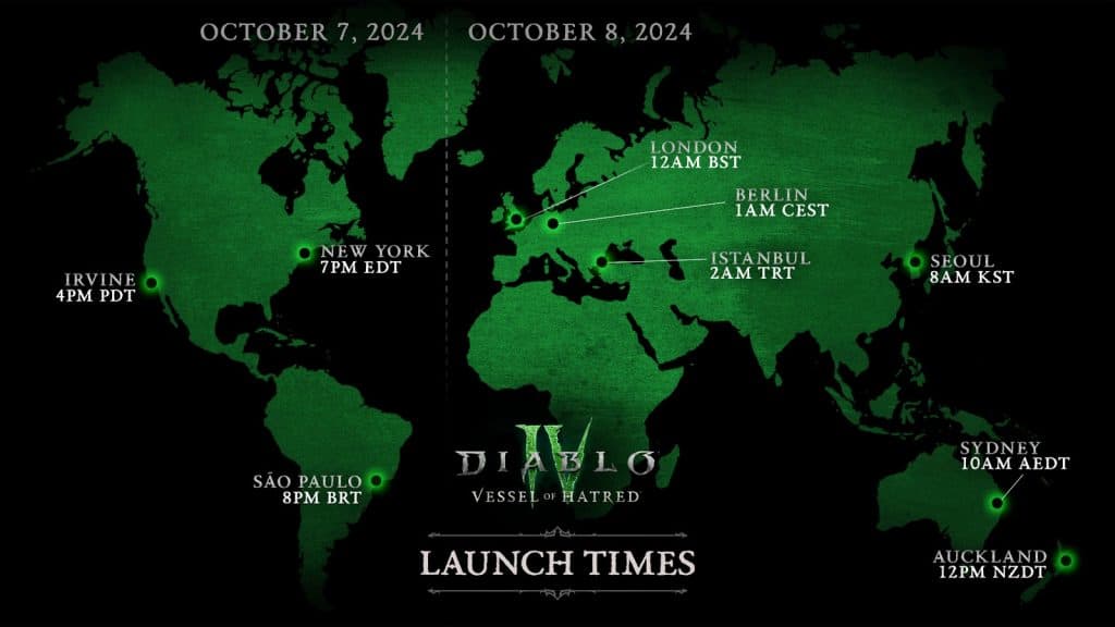 Diablo 4 release times across the world