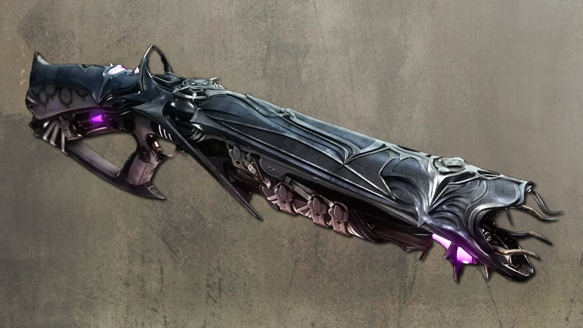 In game model of the Slayer's Fang exotic shotgun in Destiny 2.