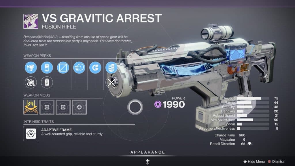 destiny 2 gravitic arrest