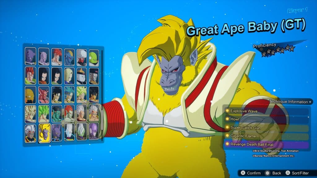 Dragon Ball Sparking Zero Great Ape Baby stats