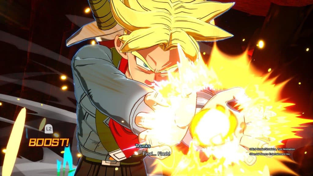 Trunks with yellow energy coming out of his hand