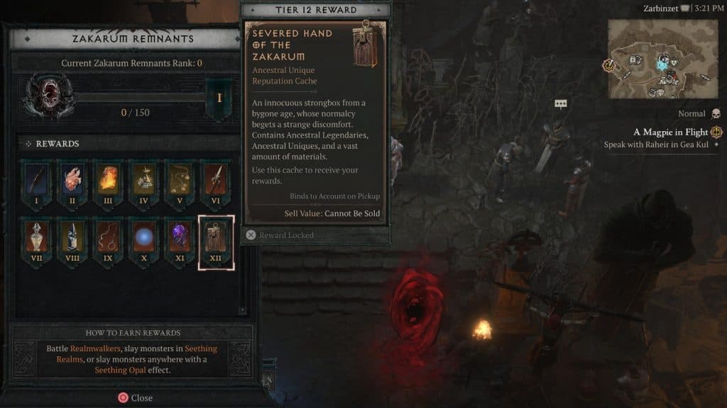 Diablo 4 Season 6 Zakarum Remnants Rewards