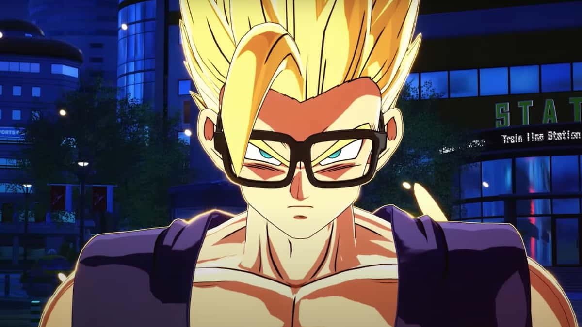 A screenshot of Gohan from the Hero of Justice Sparking Zero DLC trailer.