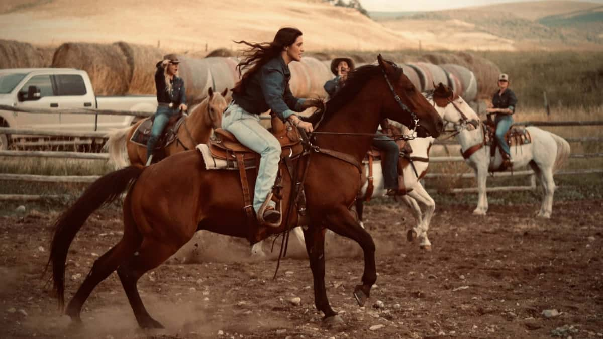 A woman on a horse in The Wranglers