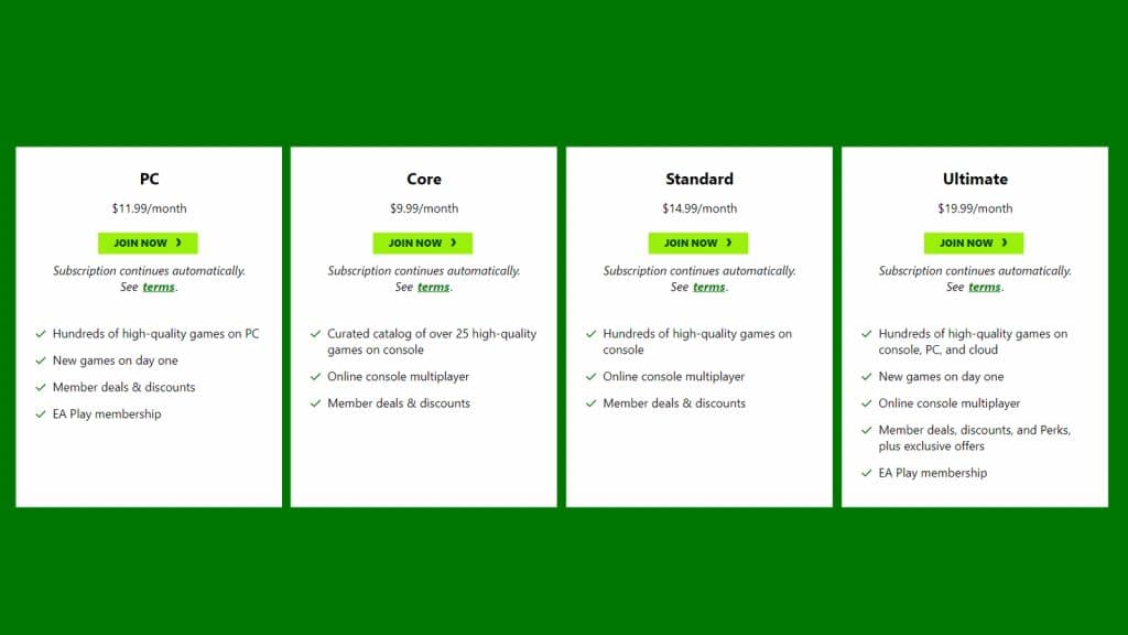 xbox game pass tiers