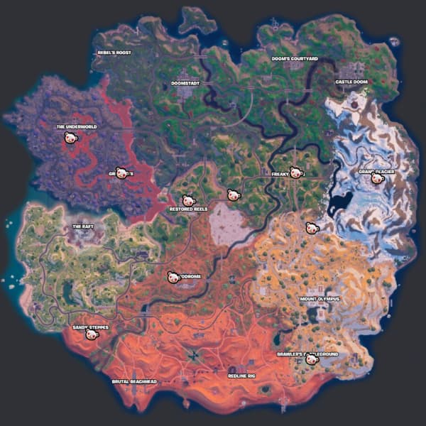 Every Jigsaw's Challenge location on the Fortnite island map.