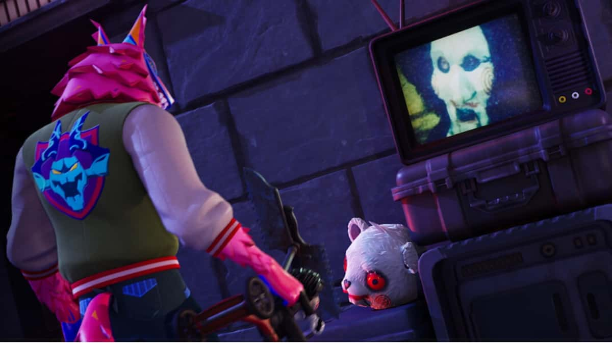 A screenshot featuring Billy from Saw in Fortnite.