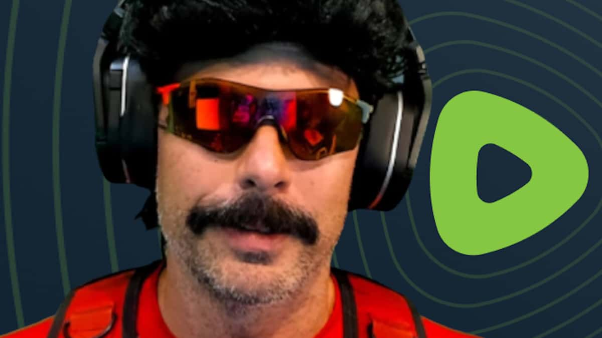 dr disrespect next to rumble logo