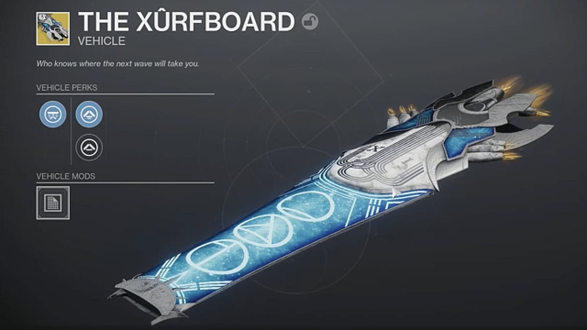 Como obter o veículo exótico Xurfboard de Destiny 2