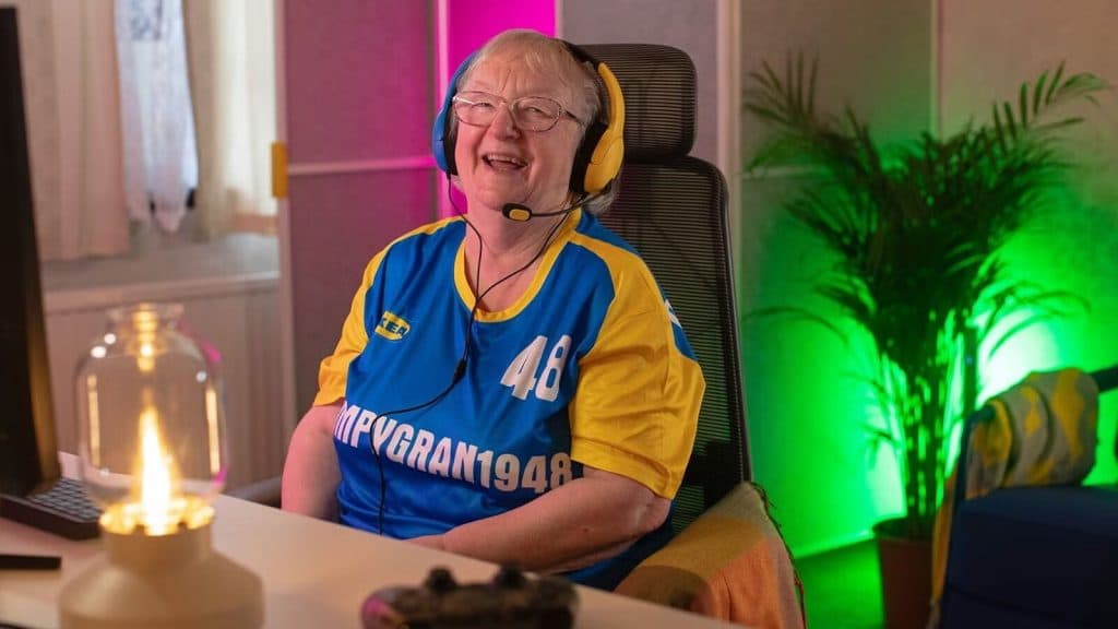 GrumpyGran1948 sits in her streaming room