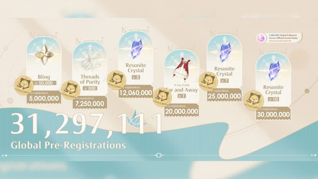 Infinity Nikki pre registration rewards