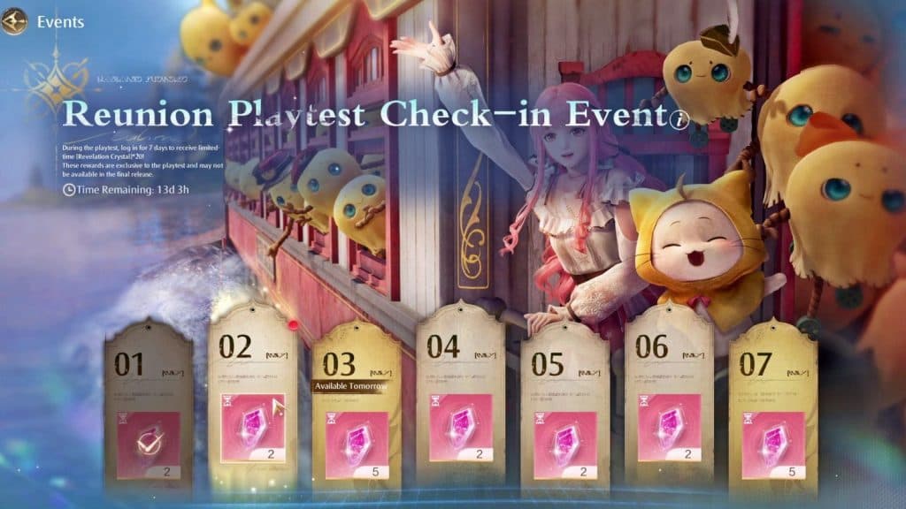 Reunion Playtest Check-in Infinity Nikki