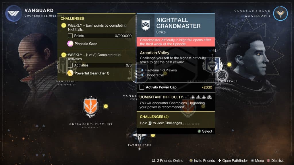 destiny 2 ritual activity rewards