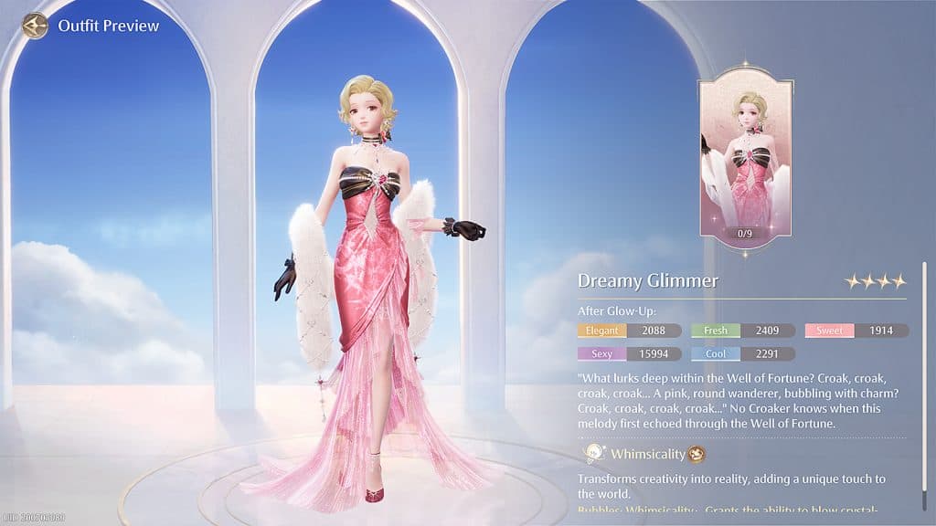 Dreamy Glimmer outfit from the current Infinity Nikki banner