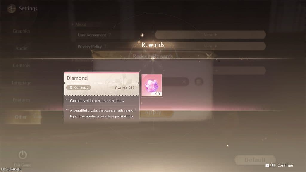 Image showing a Diamond icon in Infinity Nikki