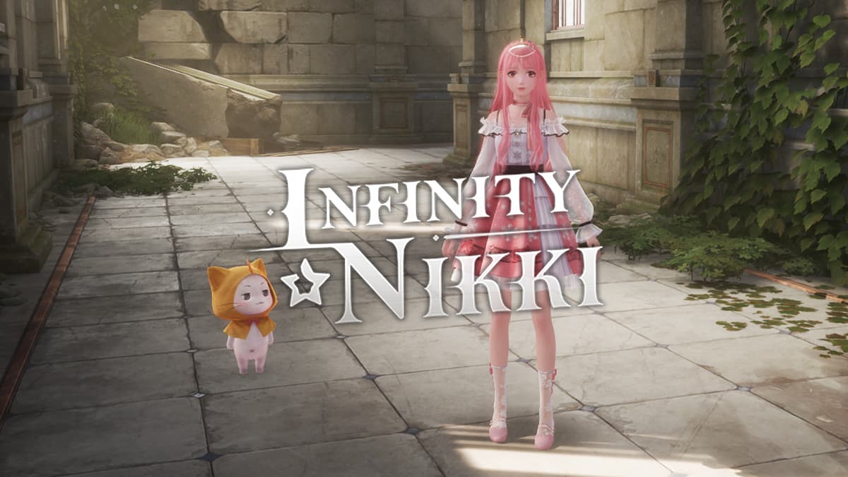 Nikki and Momo in Infinity Nikki with the logo