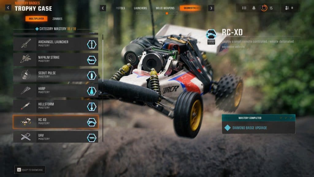 Screenshot of RC/XD mastery badges