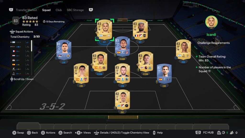 83 rated squad in EA FC 25