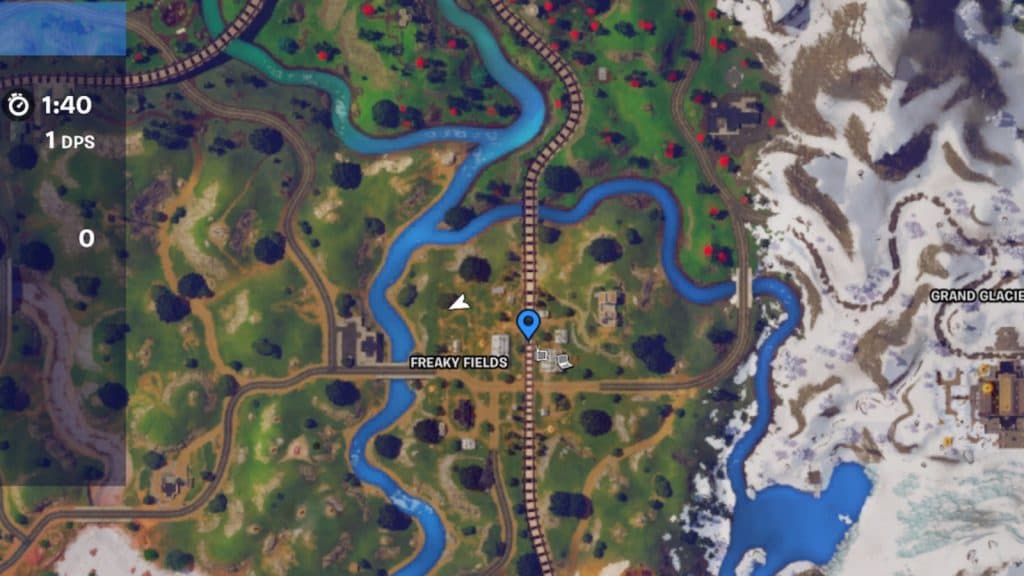 Скриншот с изображением POI Freaky Fields в Fortnite.