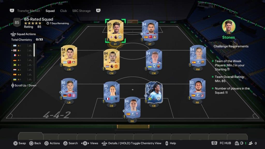 85 rated squad in EA FC 25