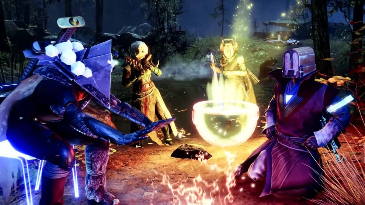 Guardians around a campfire in Festival of the Lost 2024.