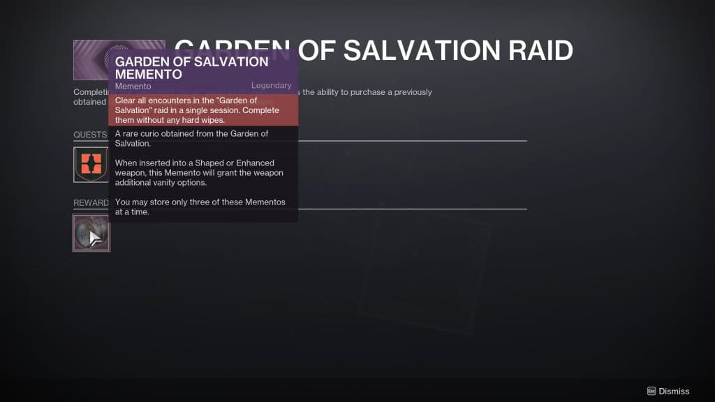 destiny 2 garden of salvation memento