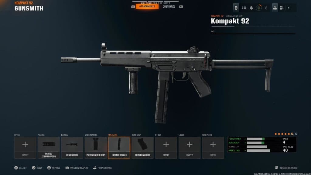 Screenshot of best Black Ops 6 Kompact 92 loadout