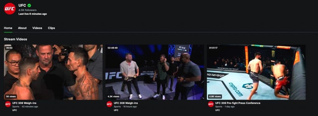 UFC channel on Kick