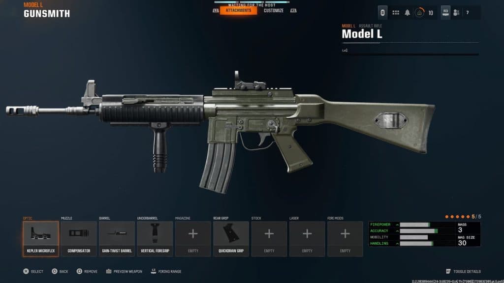 Model L loadout in BLack Ops 6