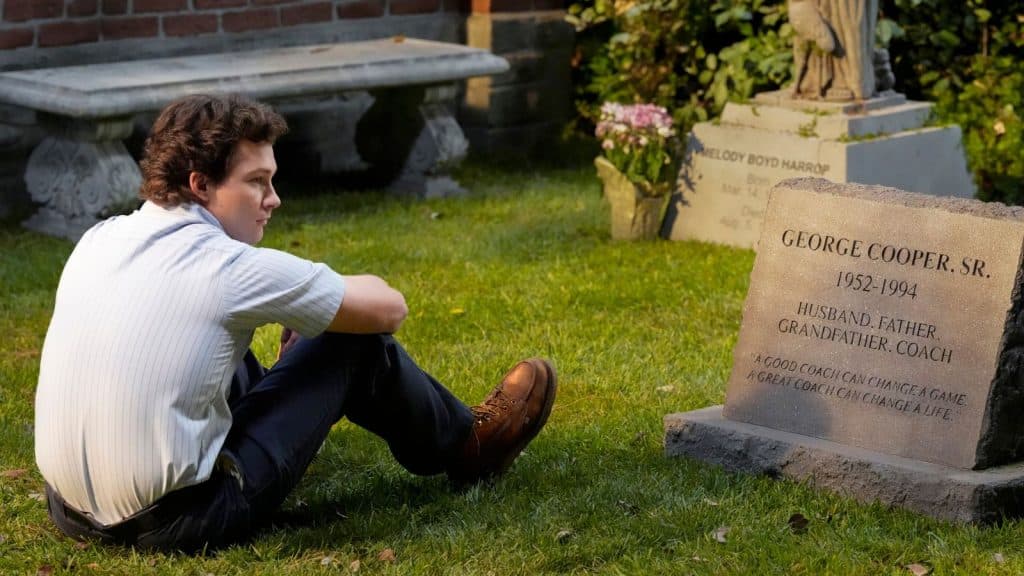 Georgie talks to George's grave in Georgie & Mandy's First Marriage