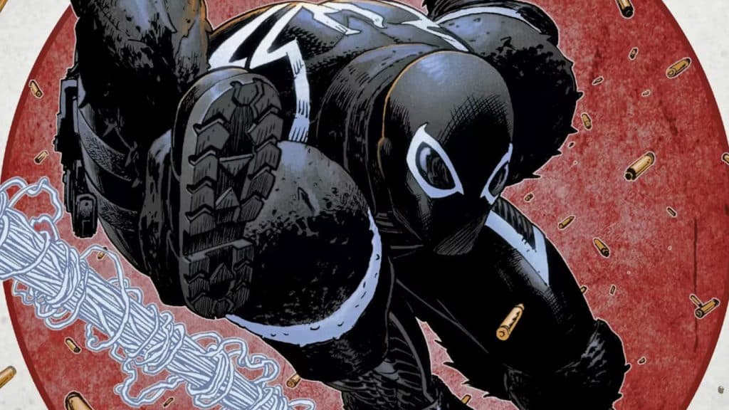 Agent Venom (Flash Thompson) swings into action.