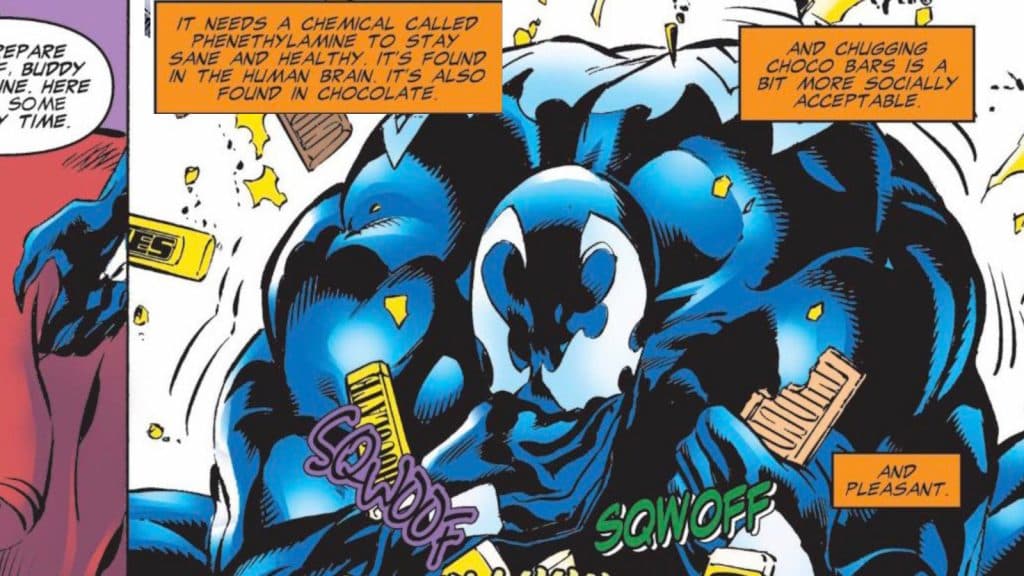 Venom eating chocolate