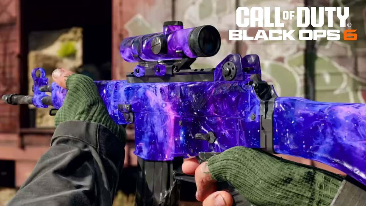 Black Ops 6 character holding gun with camo