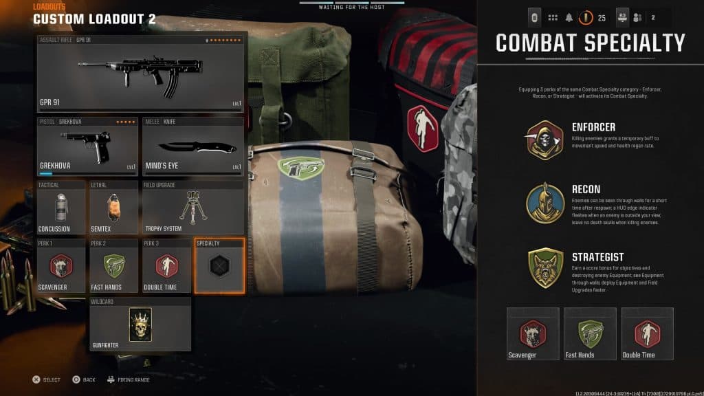 Perks and equipment for a GPR class in Black Ops 6