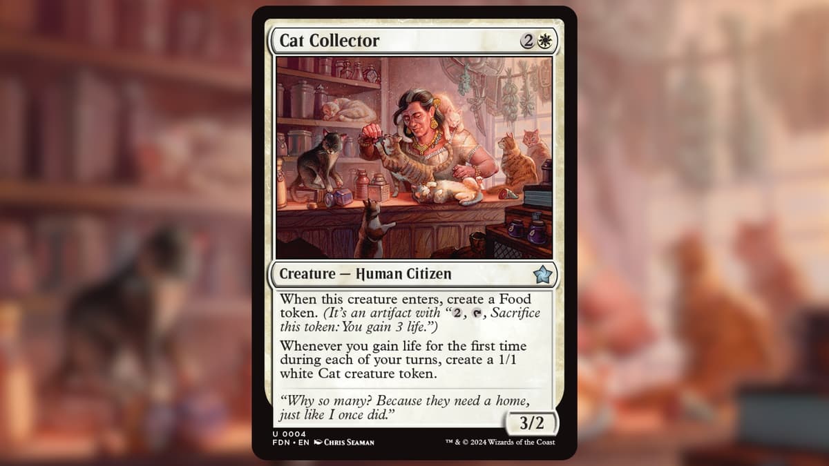 Prévia exclusiva do cartão MTG Foundations: Cat Collector