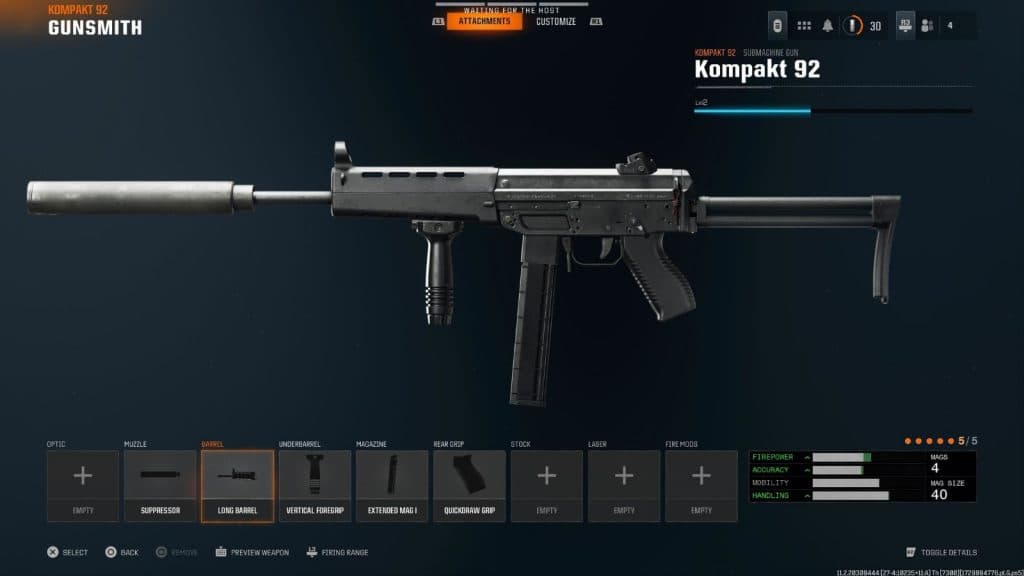 Screenshot of best Kompakt 92 loadout in Black Ops 6