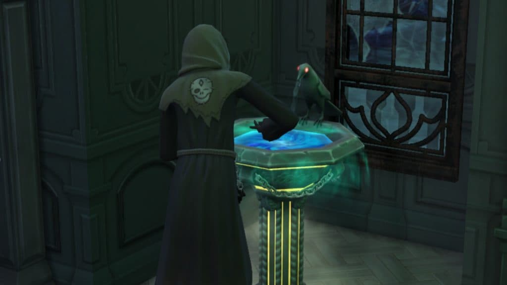 A screenshot featuring a Reaper Sim scrying for an assignment in The Sims 4.