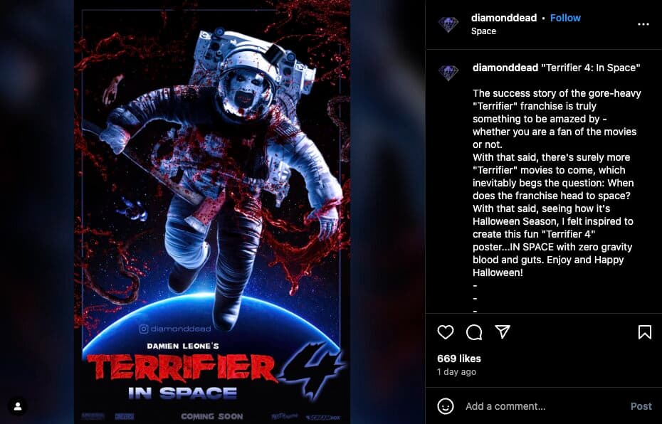 O pôster de ‘Terrifier 4 in Space’ se torna viral, mas é real?