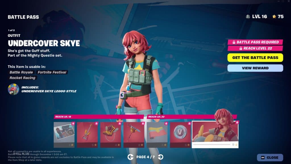  Undercover Skye rewards in the Chapter 2 Remix Battle Pass for Fortnite.