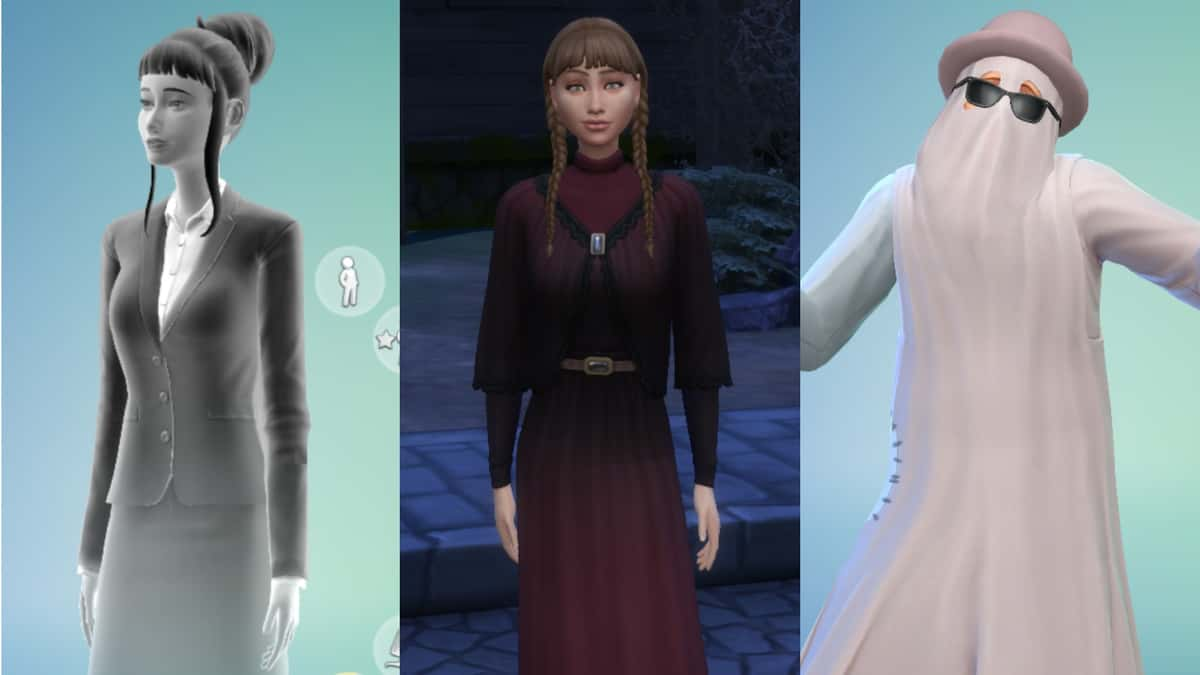 A screenshot featuring new cosmetics from The Sims 4 Life and Death pack.