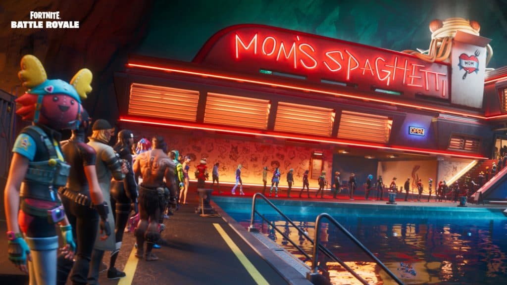 Fortnite Mom's Spaghetti Eminem location on the map, as part of Spaghetti Grotto.