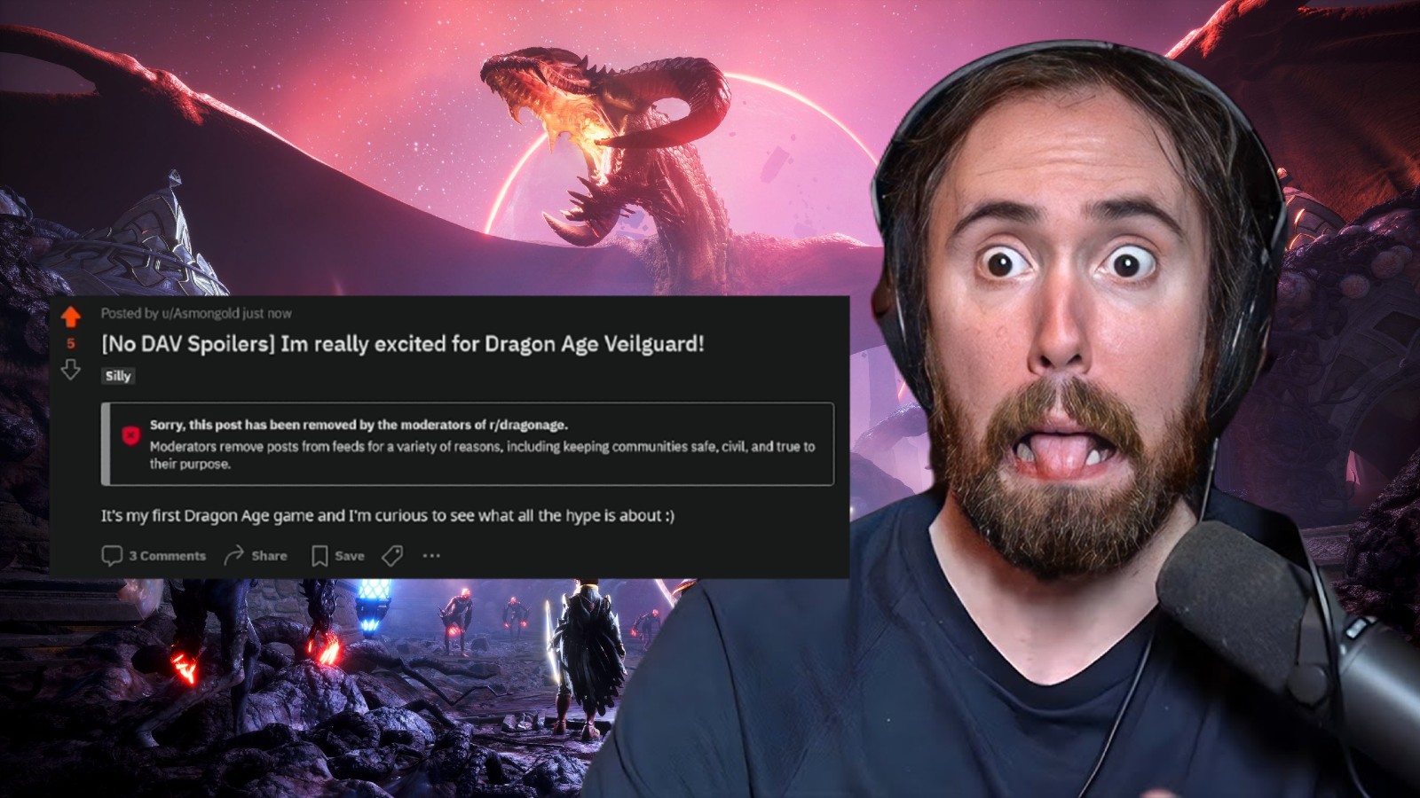 Asmongold baffled after instantly getting permabanned from Dragon Age subreddit – Dexerto