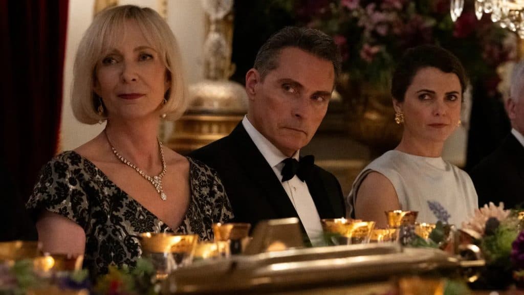 Allison Janney, Rufus Sewell, and Keri Russell in The Diplomat