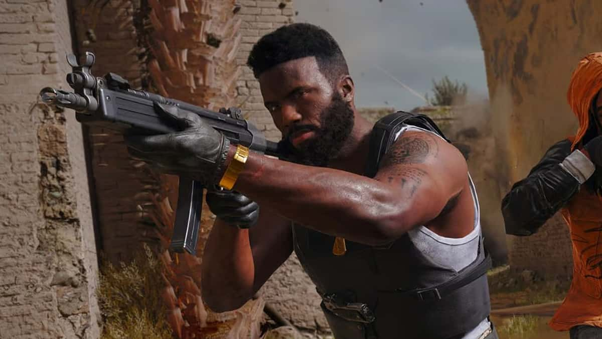 black ops 6 operator holding SMG