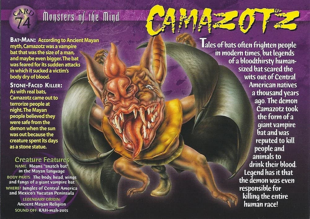 The Camazotz trading card.