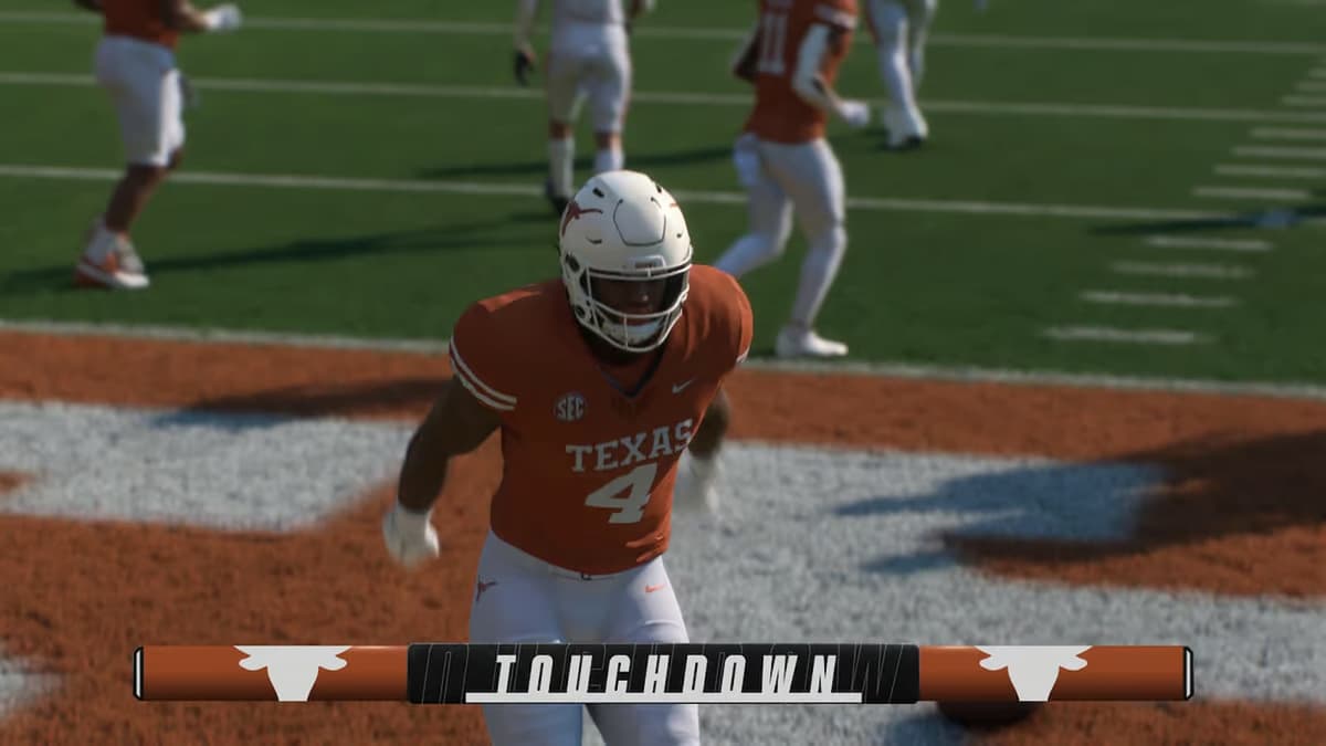 Texas player griddying in College Football 25