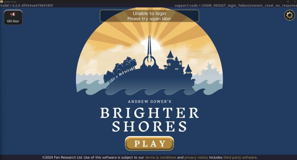 brighter shores login error