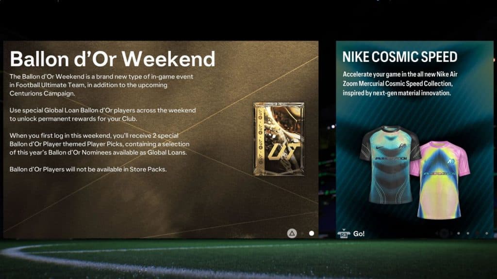 Screenshot of Ballon d'Or Weekend event in EA FC 25