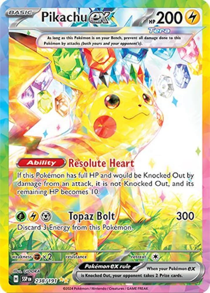 Stellar Pikachu ex illustration rare Pokemon TCG Surging Sparks