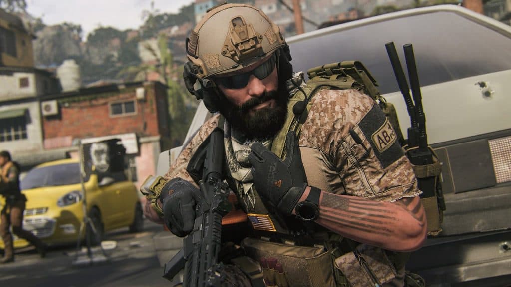 A Modern Warfare 3 player wearing sunglasses and a helmet